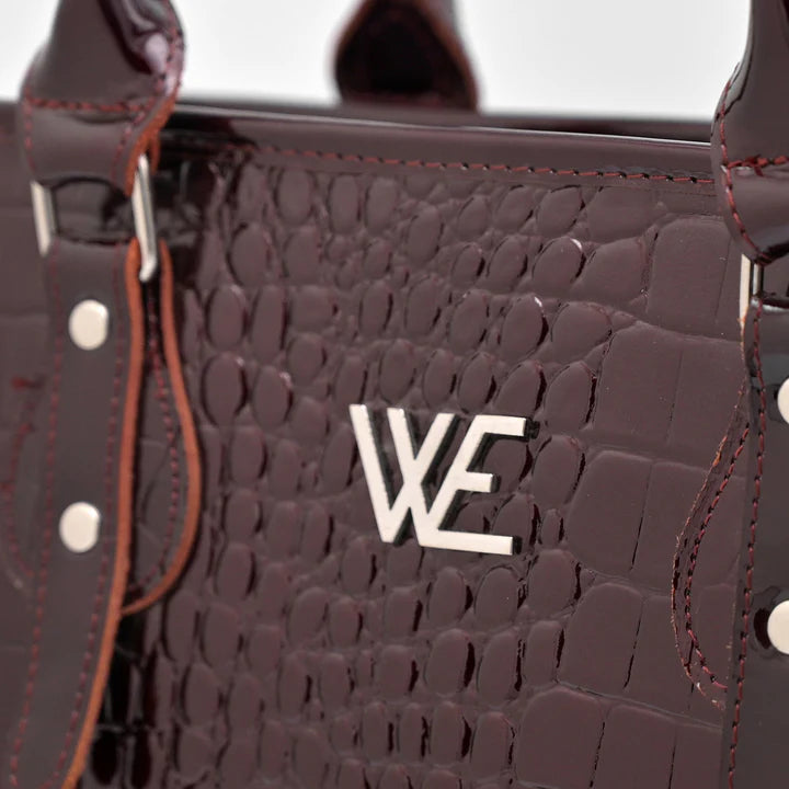 Crocodile Pattent Leather Tote Bag Pb01 (Mehroon)
