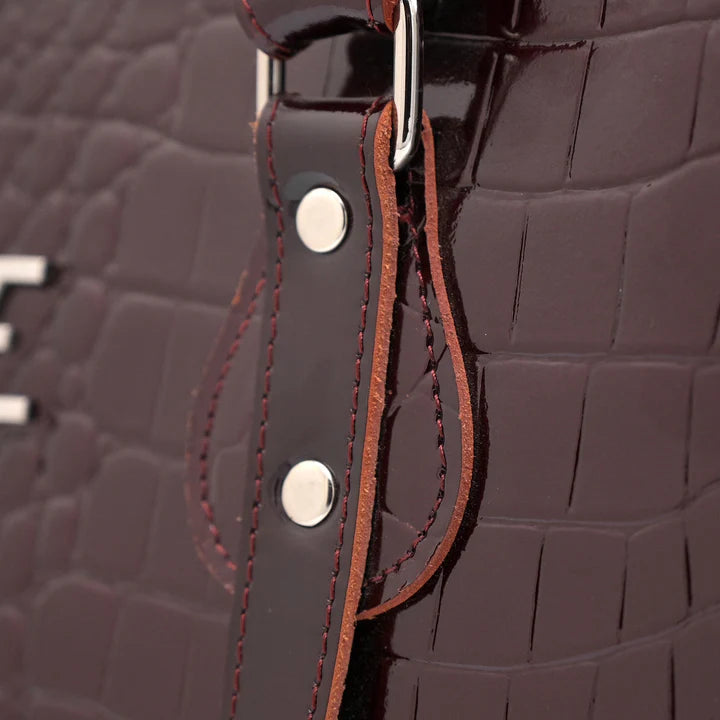 Crocodile Pattent Leather Tote Bag Pb01 (Mehroon)