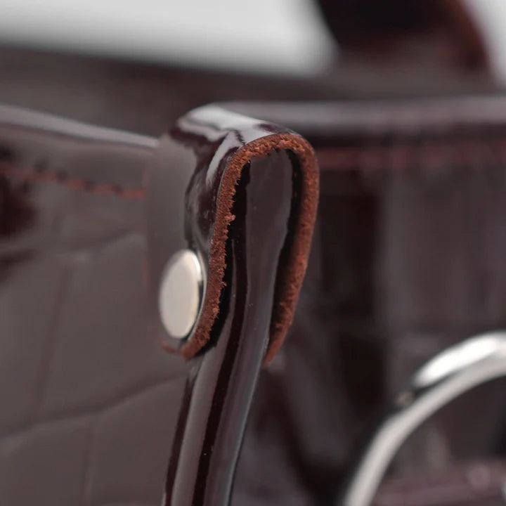Crocodile Pattent Leather Tote Bag Pb01 (Mehroon)